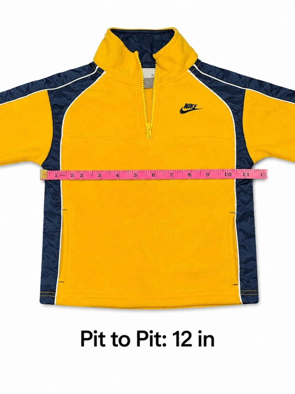 Nike Toddler 4T Yellow Navy Quarter-Zip Fleece Pullover Retro Colorblock